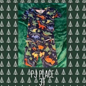 Place Kids Pajama Set - Navy and Orange Dinosaur Print